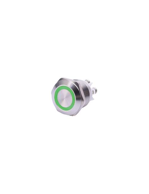 PULSANTE ANTIVANDALO LUMINOSO LED VERDE 19MM 12V
