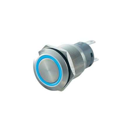 PULSANTE ANTIVANDALO LUMINOSO LED BLU 19MM 12V