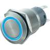 PULSANTE ANTIVANDALO LUMINOSO LED BLU 19MM 12V