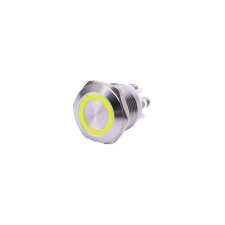PULSANTE ANTIVANDALO LUMINOSO LED GIALLO 19 MM 24V