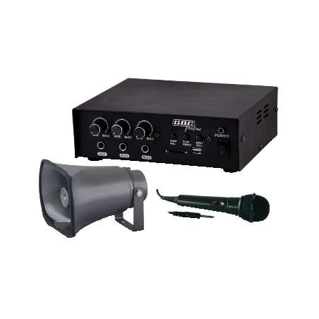KIT AMPLIFICATORE 30W CON MP3 / TROMBA / MICROFONO