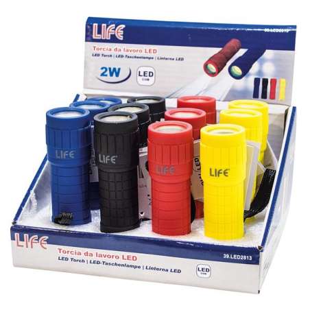TORCIA IN GOMMA LED COB 2W BATTERIE 3XAAA