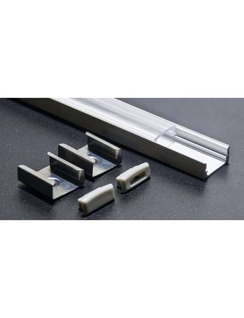 KIT PROFILO ALLUMINIO 2M DA PARETE COVER TRASPAREN