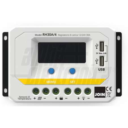 REGOLATORE DI CARICA PWM 12/24V 30A CON USCITA USB