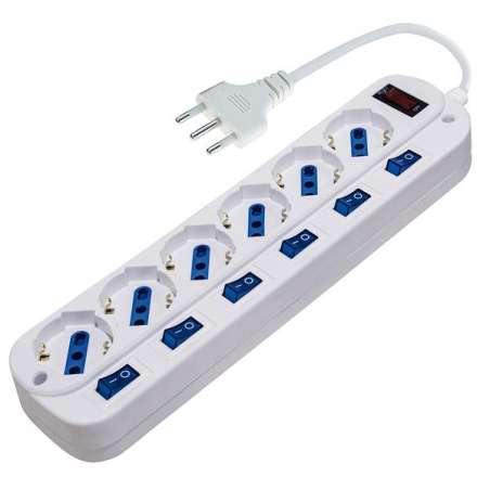 MULTIPRESA 6 PRESE SCHUKO CON 6 INTERR. + 1 SPINA
