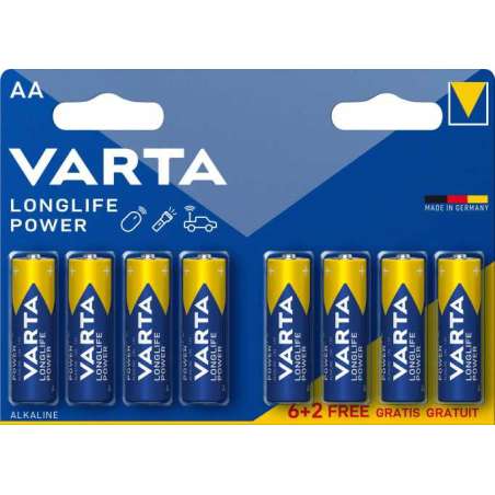 STILO ALKALINA LONGLIFE POWER BL 8PZ (6+2) VARTA