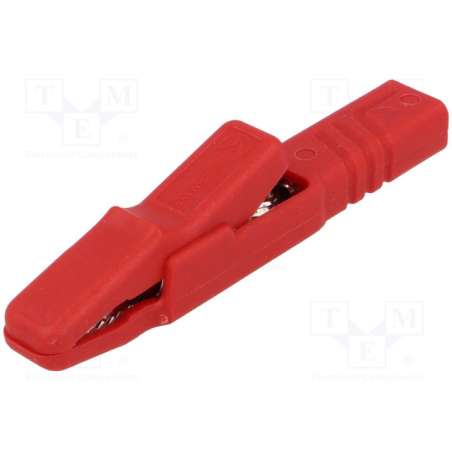 PINZA A COCCODRILLO CON PRESA 4MM ROSSA