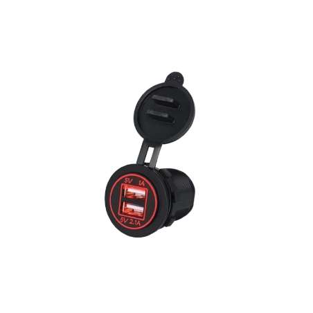 PRESA USB DA PANNELLO 1A +2,1A LUMINOSA ROSSA