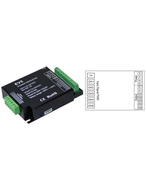 AMPLIFICATORE X STRISCIA A LED 5CH RGB+CCTV 12V
