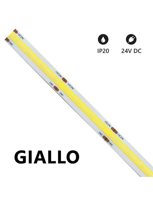 STRISCIA LED COB 5 METRI GIALLA 24V 15W/M