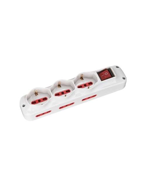 MULTIPRESA 9 POSTI BIVALENTE 10/16A A PIPA + 3 PR.