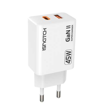 ALIMENTATORE USB TYPE-C PD + USB QC 3A 45W GAN