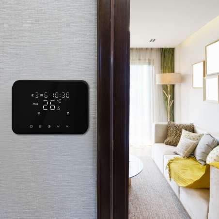 TERMOSTATO DIGITALE SOFT-TOUCH NERO A BATTERIE