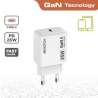 ALIMENTATORE USB TYPE-C + USB QC 3A 30W BIANCO GAN
