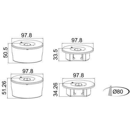 FARETTO A LED DI EMERGENZA DA INCASSO 1W 130LM